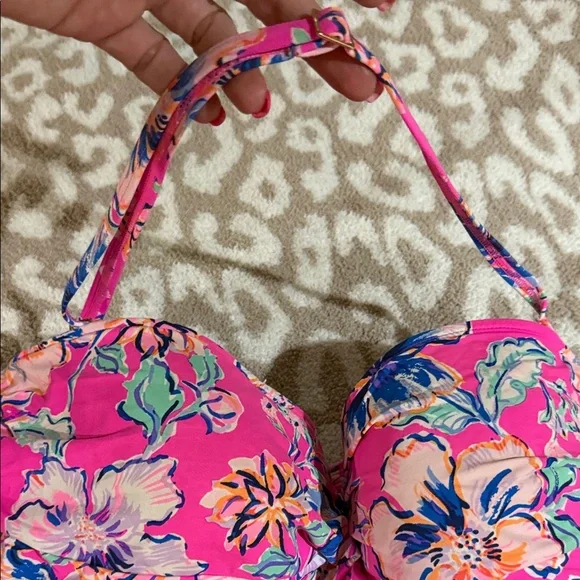 Lilly Pulitzer Pink Floral Halter One-Piece Swimsuit - Picture 5 of 12